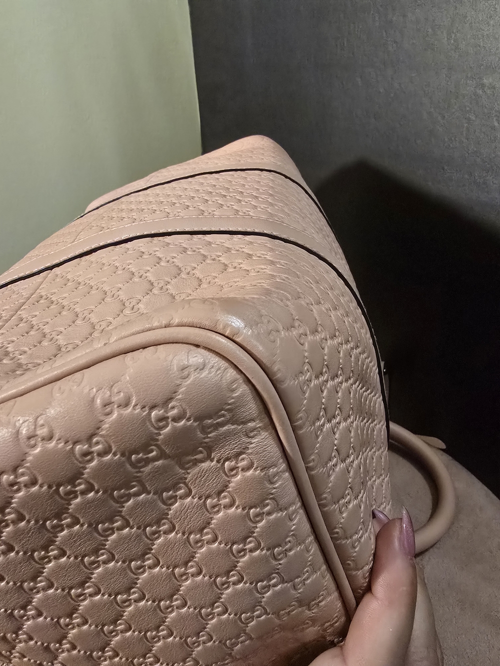 Gucci Guccissima Joy Blush Pink Embossed Leather Boston Bag - Picture 7 of 16